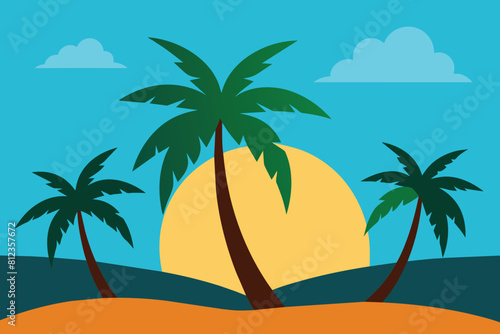 Tropical Scene Illustration Vector