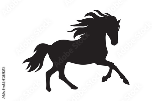 isolated black silhouette of a horse collection, Set of horse silhouette vector. A silhouette of a running horse, horse silhouette vector illustration