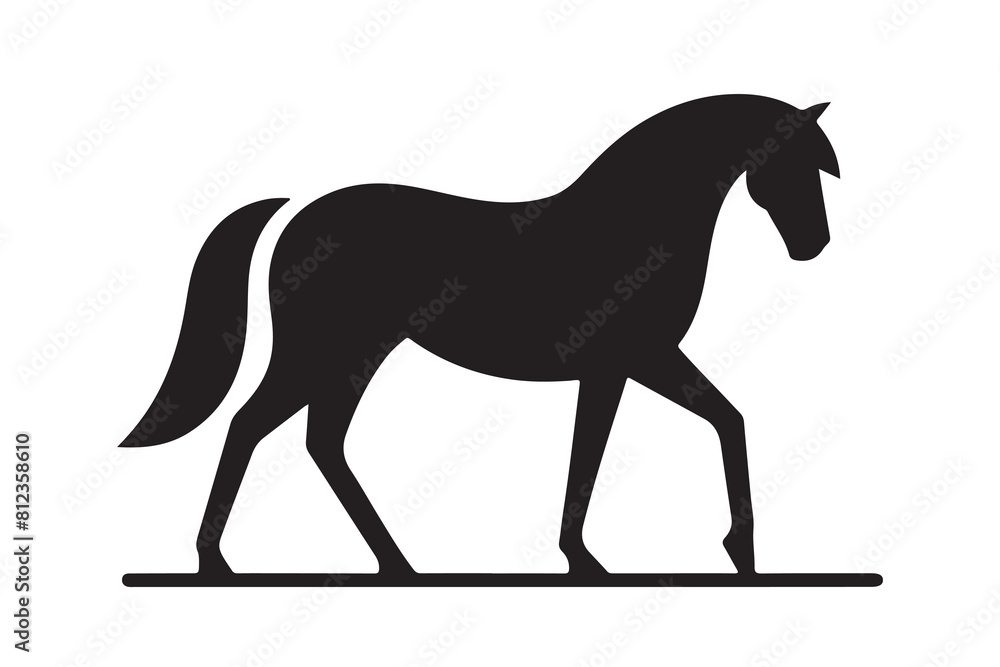 isolated black silhouette of a horse collection, Set of horse silhouette vector. A silhouette of a running horse, horse silhouette vector illustration