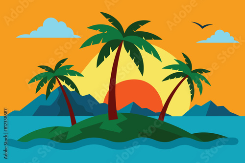 Tropical Scene Illustration Vector