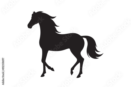 isolated black silhouette of a horse collection, Set of horse silhouette vector. A silhouette of a running horse, horse silhouette vector illustration