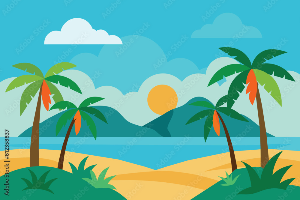 Tropical Scene Illustration Vector