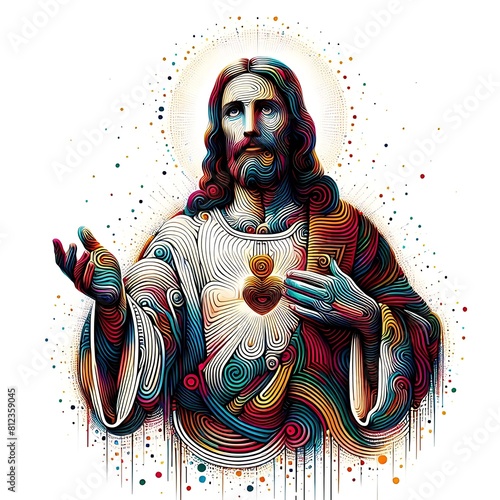 A colorful artwork of a jesus christ attractive used for printingcard design illustrator. photo