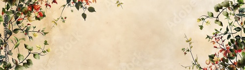 Elegant floral frame on beige background social media template