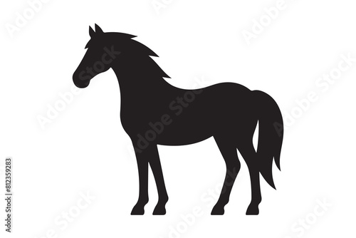 isolated black silhouette of a horse collection, Set of horse silhouette vector. A silhouette of a running horse, horse silhouette vector illustration