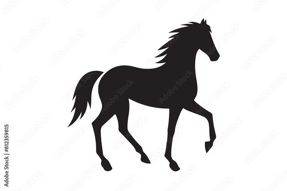 Obraz premium isolated black silhouette of a horse collection, Set of horse silhouette vector. A silhouette of a running horse, horse silhouette vector illustration