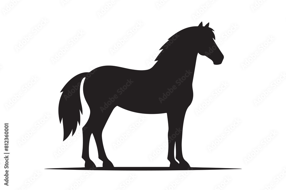 isolated black silhouette of a horse collection, Set of horse silhouette vector. A silhouette of a running horse, horse silhouette vector illustration