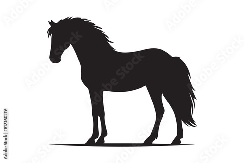 isolated black silhouette of a horse collection, Set of horse silhouette vector. A silhouette of a running horse, horse silhouette vector illustration