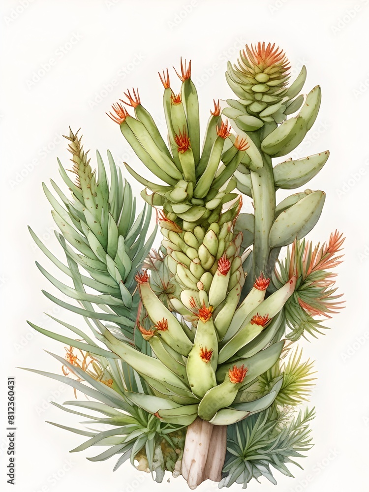 Fynbos Aloe Flower Watercolor Plant Nature Art 