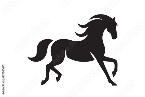 Fototapeta Naklejka Na Ścianę i Meble -  isolated black silhouette of a horse collection, Set of horse silhouette vector. A silhouette of a running horse, horse silhouette vector illustration