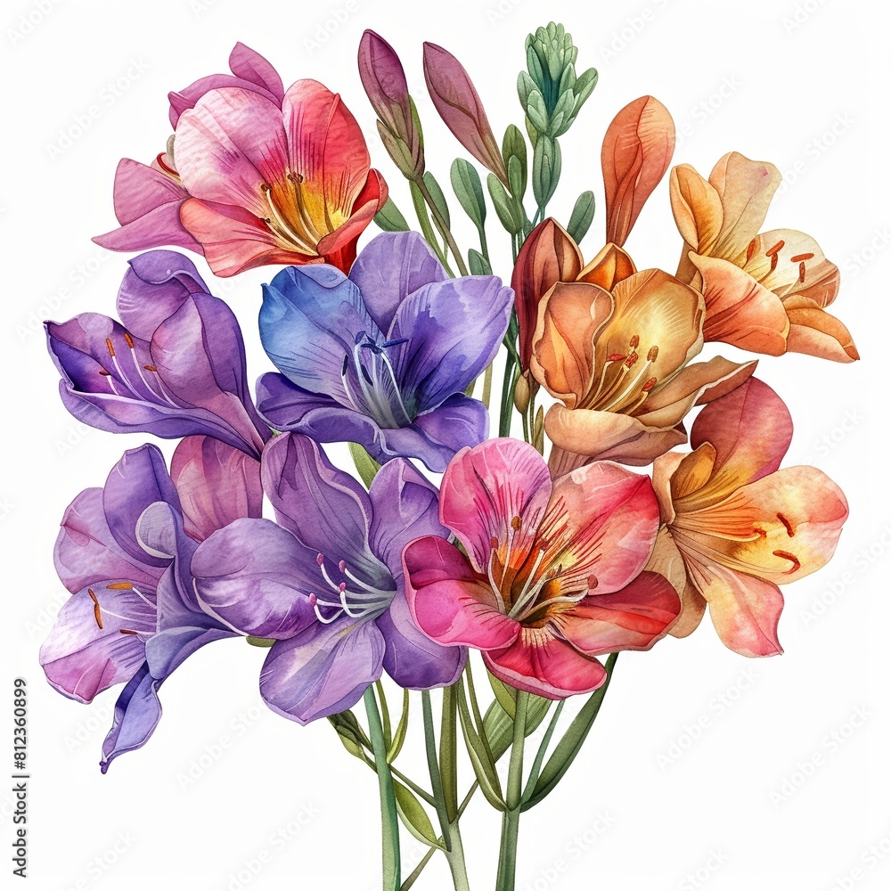 A bouquet of aquarela flowers.