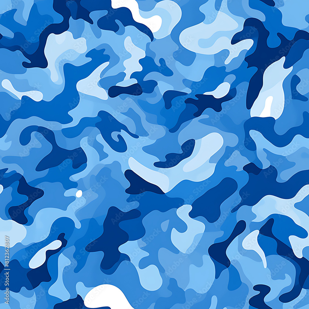 Blue camouflage digital art seamless pattern, the design for apply a variety of graphic works