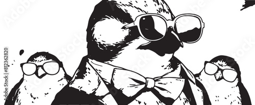 Silhouette Penguin Wearing Sunglasses