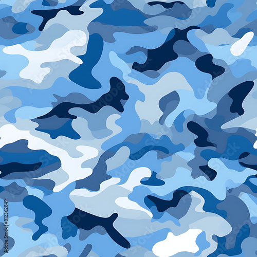 Blue camouflage digital art seamless pattern, the design for apply a variety of graphic works