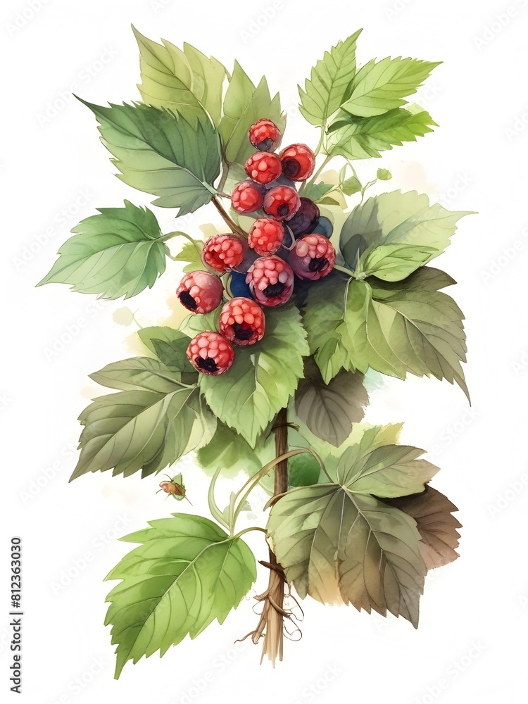 Bramble Fruit Watercolor Plant Nature Art Bramble Fruit Watercolor Plant Nature Art
