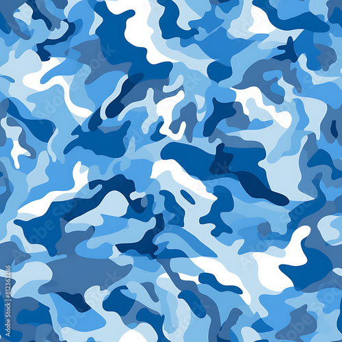 Blue camouflage digital art seamless pattern, the design for apply a variety of graphic works