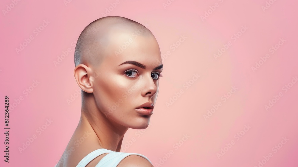 Portrait of a confident, bald woman showcasing strength, Ai Generated Portrait of a confident, bald woman showcasing strength, Ai Generated