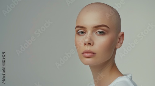 Portrait of a confident, bald woman showcasing strength, Ai Generated