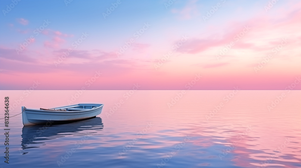 Minimal boat and Ocean with pastel light and copy space for Commercial Photography Minimal boat and Ocean with pastel light and copy space for Commercial Photography