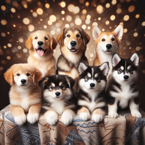Many puppies on a table image art photo photo harmony illustrator.