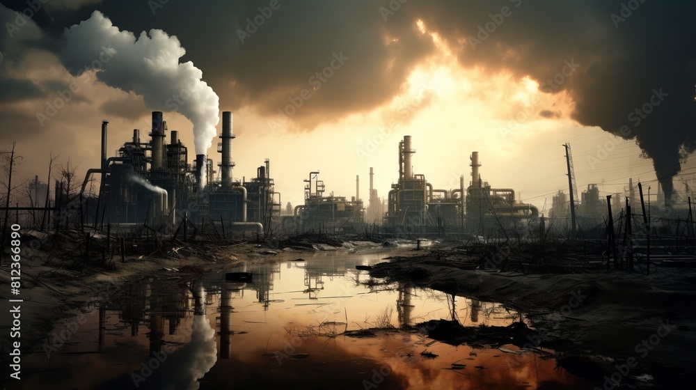 A chemical plant that pollutes the atmosphere