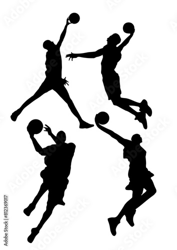 Man Playing Basketball Jumping silhouette vector