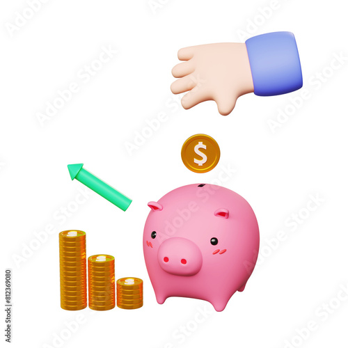 piggy bank and coins