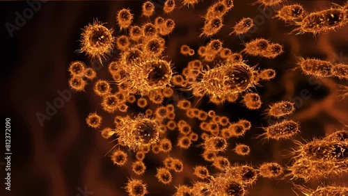 Flow of Bacteria and micro particles in living cells animation. photo