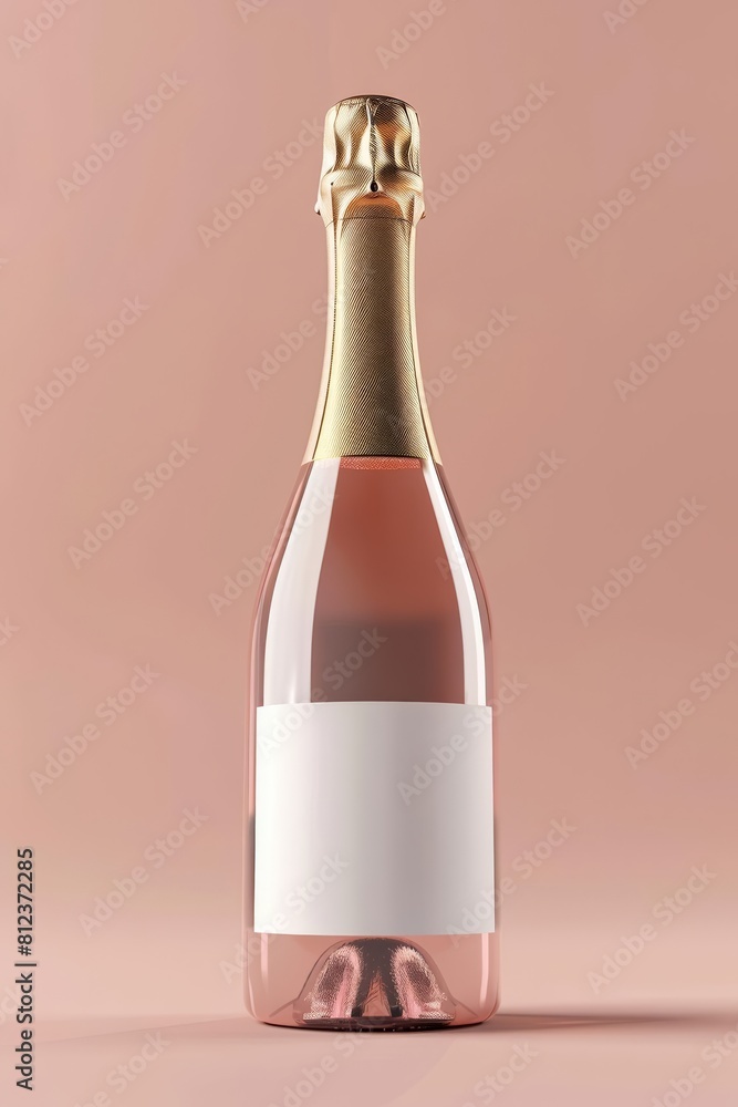 Develop a blank mock-up of a champagne bottle with a clear label