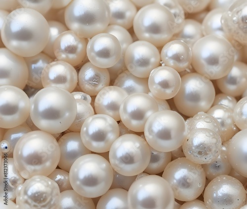 Bunch of multi size pearls on a background.Glamorous pearls milky-way.luxury lifestyle.Holiday decoration.Nice and shiny romantic morning.Love and ... See More generate ai