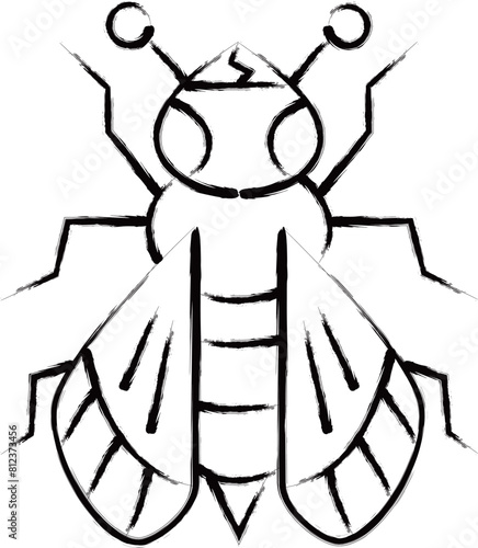 筆書きミニ昆虫イラストアイコン　蜂
