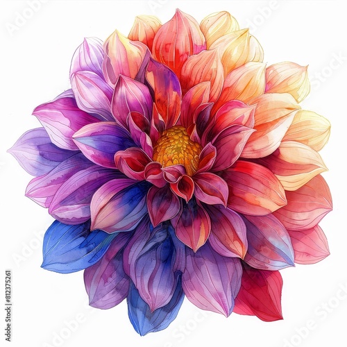 This watercolor painting of a dahlia is a beautiful and unique work of art