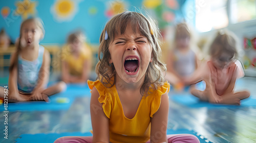 Crying Children having a tantrum at a day care photo