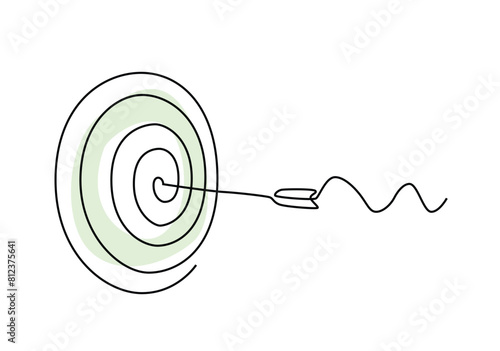 Continuous line art of archery. Simple line art. One line vector