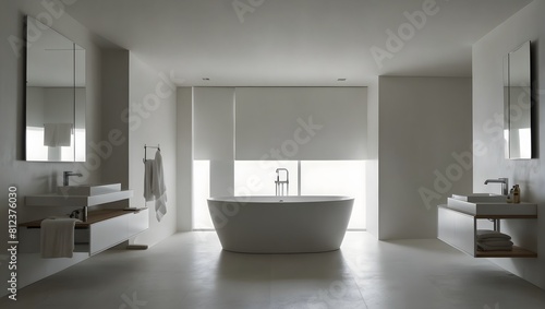 In a space of pure white  a singular bathroom emerges  its minimalist design evoking serenity amidst simplicity ai_generated