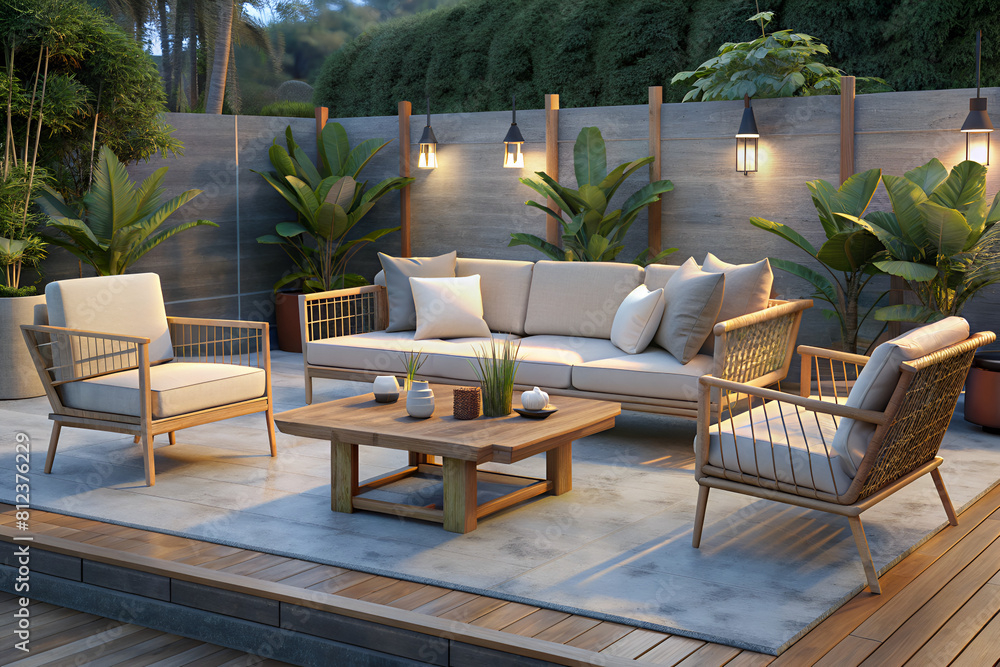 Scandinavian-inspired outdoor lounge furniture set