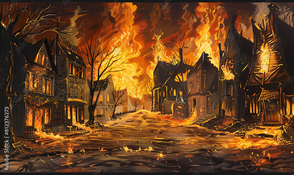 Adventures on the Trail of Fire Stunning Paintings of Burning and Glowing Streets. Generative Ai Adventures on the Trail of Fire Stunning Paintings of Burning and Glowing Streets. Generative Ai