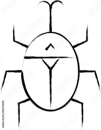 筆書きミニ昆虫イラストアイコン　カブトムシ