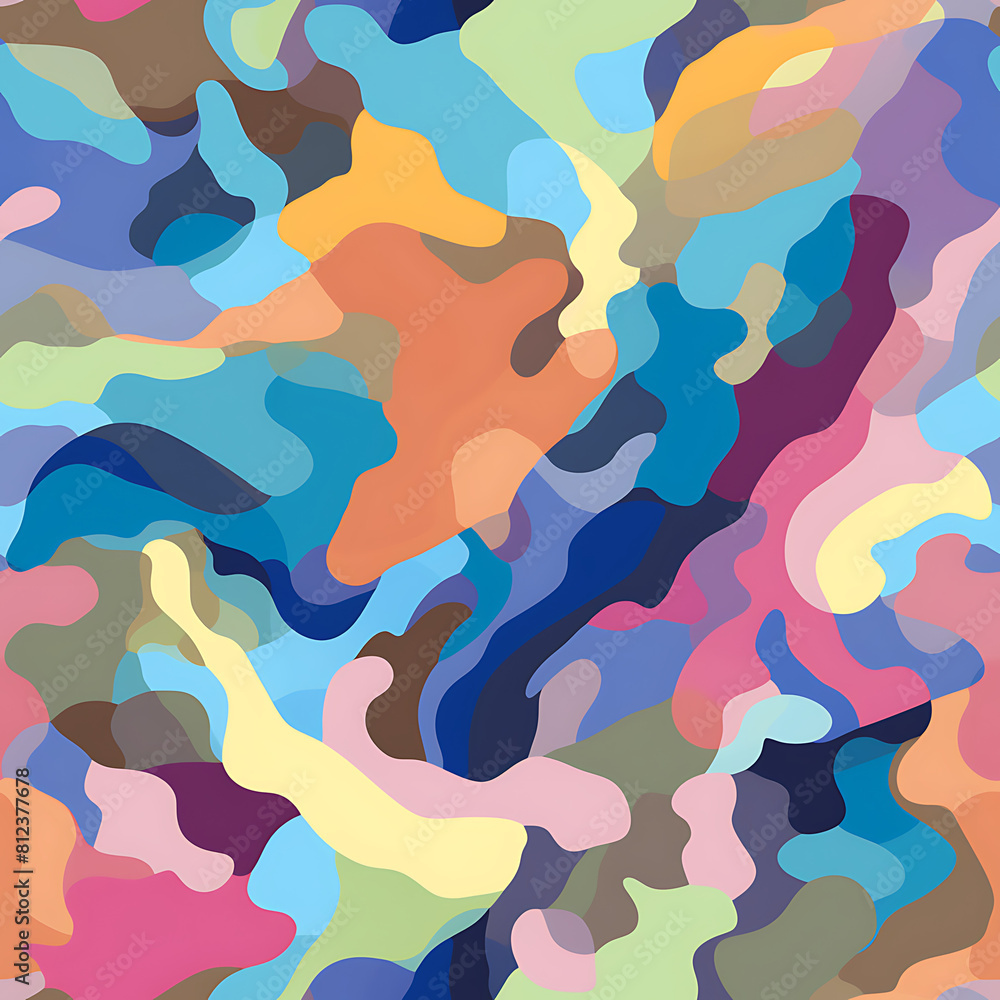 Rainbow camouflage, digital art seamless pattern, the design for apply a variety of graphic works