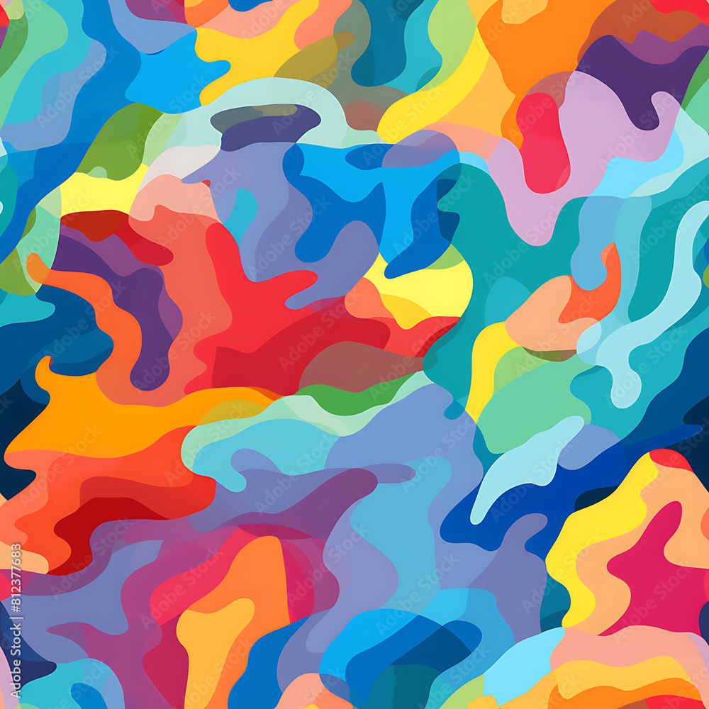Rainbow camouflage, digital art seamless pattern, the design for apply a variety of graphic works