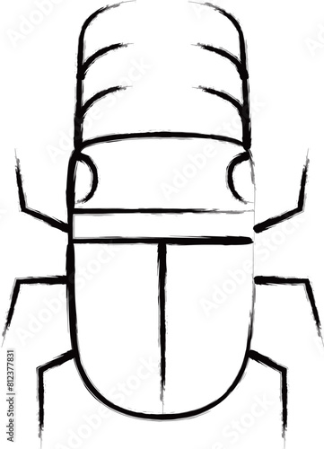筆書きミニ昆虫イラストアイコン　クワガタ