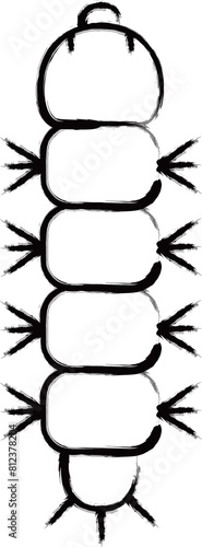 筆書きミニ昆虫イラストアイコン　毛虫