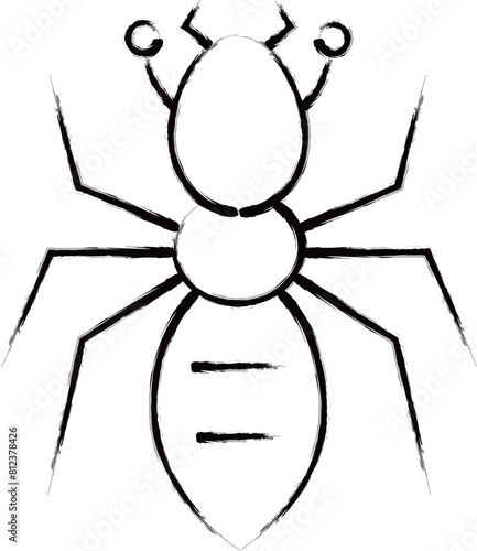 筆書きミニ昆虫イラストアイコン　蟻