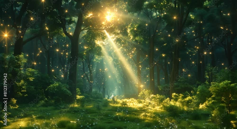 Starlit sky visible through a clearing in an enchanted forest Starlit sky visible through a clearing in an enchanted forest
