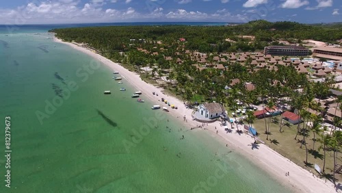 Aerial view of São Benedito Church and Carneiros Beach - Tamandaré, Pernambuco, Brazil photo