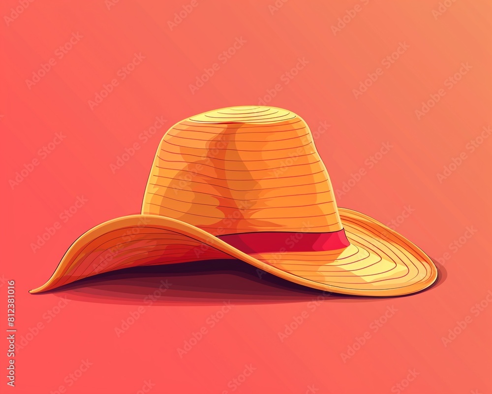 Sun hat fashion flat design front view accessory theme cartoon drawing Sun hat fashion flat design front view accessory theme cartoon drawing