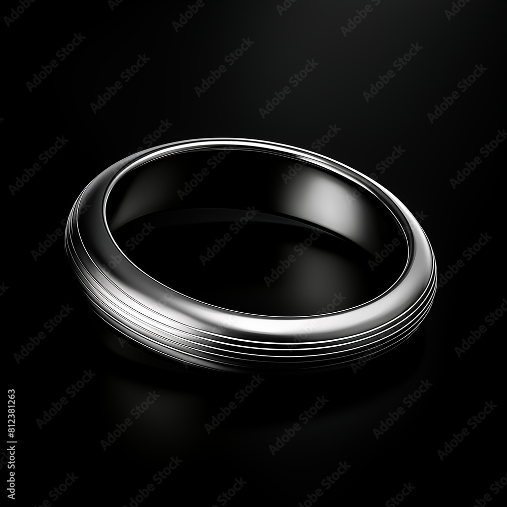 A smooth silver ring on a black background. A very beautiful hoop. The circle is lying. Clean blank background wallpaper screen saver A smooth silver ring on a black background. A very beautiful hoop. The circle is lying. Clean blank background wallpaper screen saver
