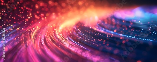 Hypnotic Fiber Optic Swirls Traversing a Sophisticated Global Network System with Copy Space