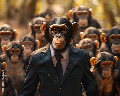 Simian Suit Symbolizes Leadership Dynamics in Natural Primate Collective photo