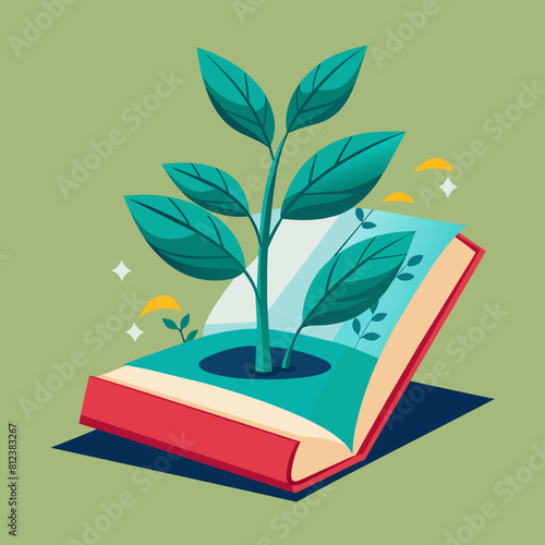 illustration of a tree and books vector illustration